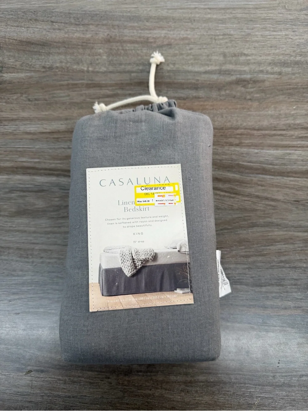 Threshold Gray Linen-Look Bedskirt - King